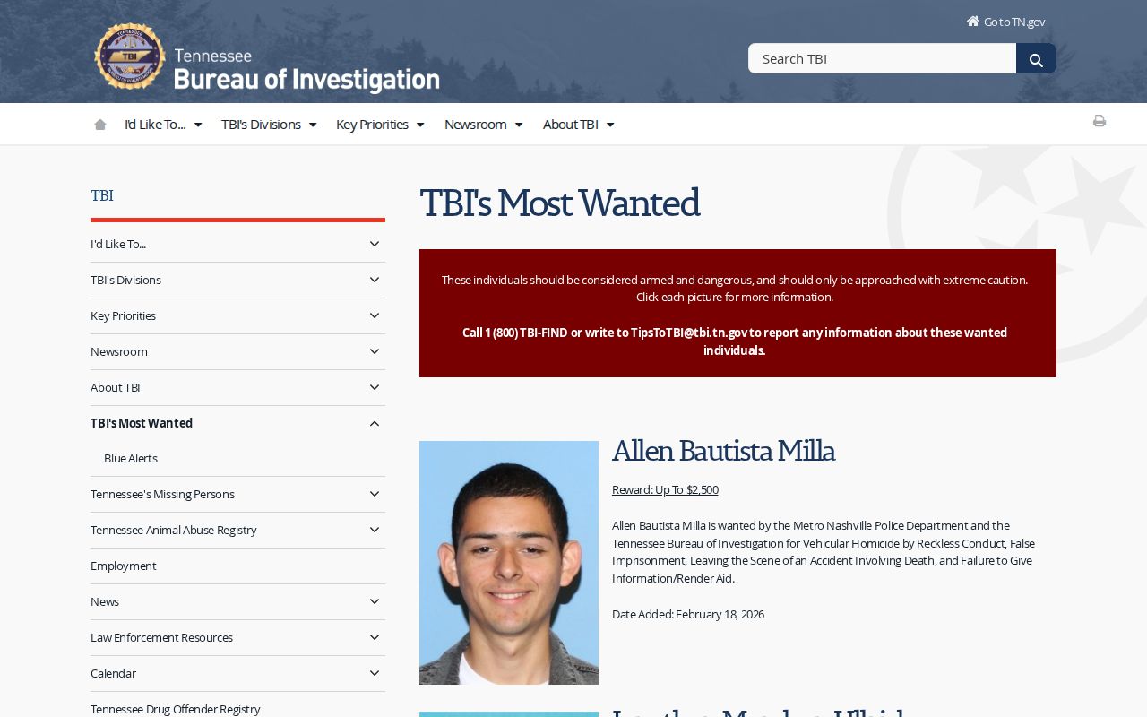 Hancock County most wanted reference to the official statewide TBI program