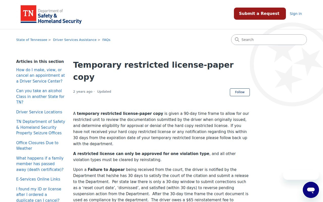 Hancock County traffic warrant guide to the Tennessee FTA notice and court release step